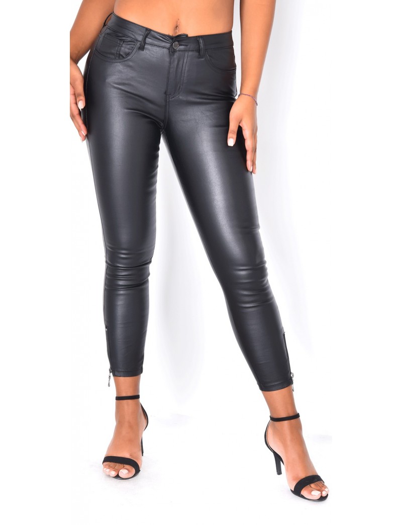 High Waisted Coated Trousers - Jeans Industry