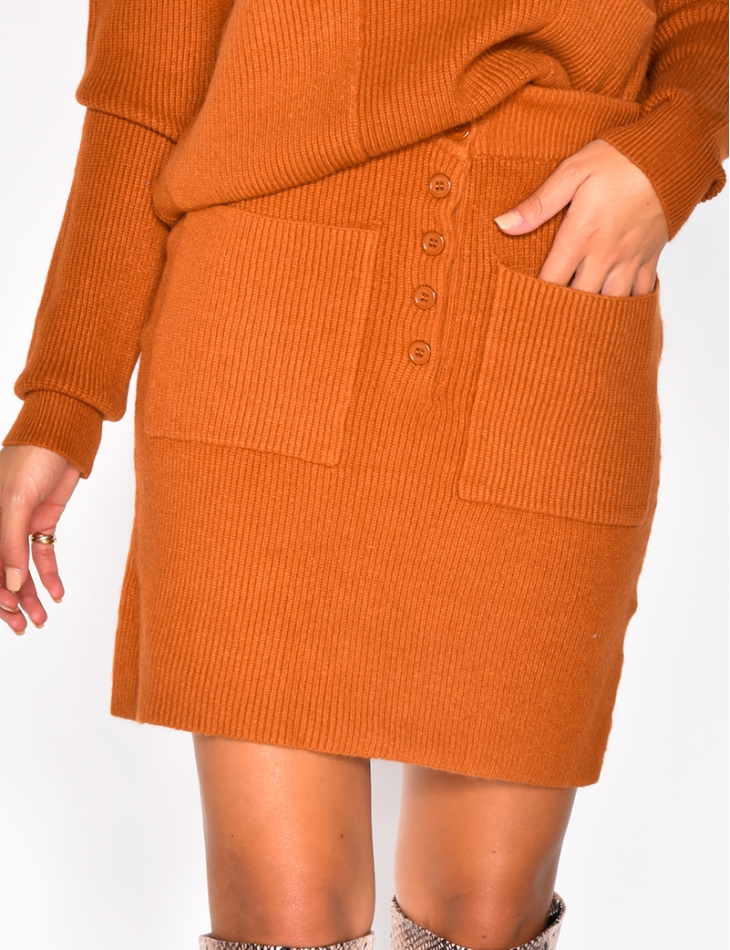 Wool Skirt with Buttons