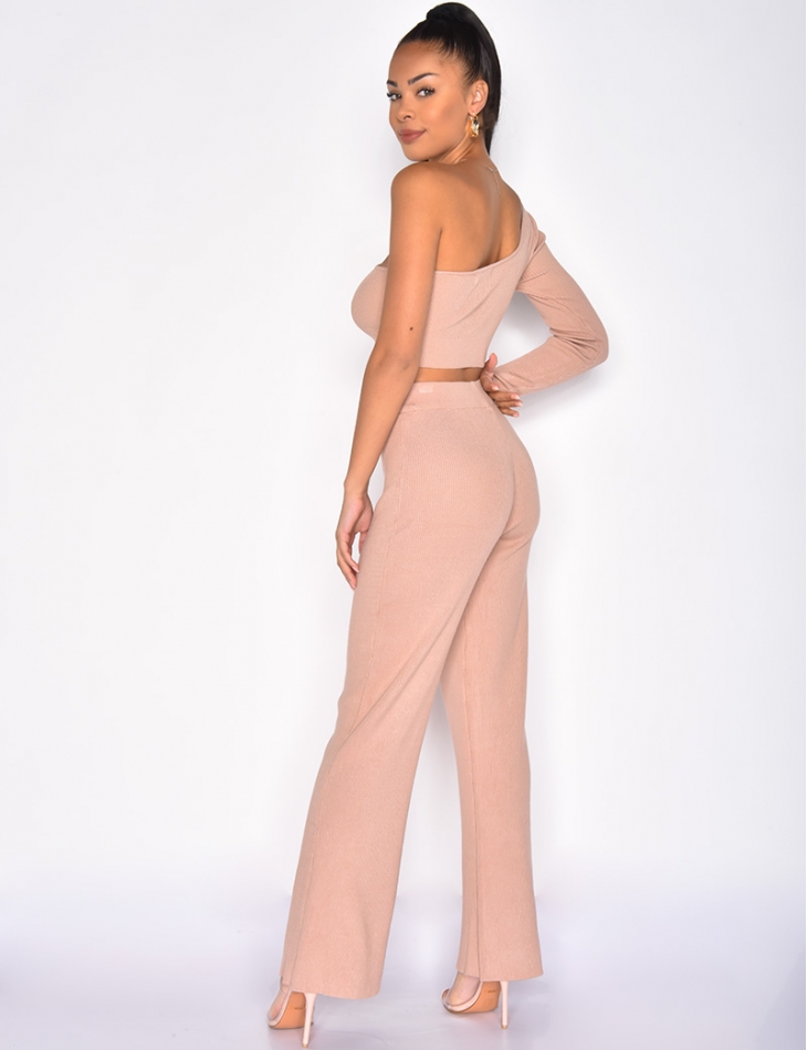 Ribbed Crop Top and Trousers Co-ord