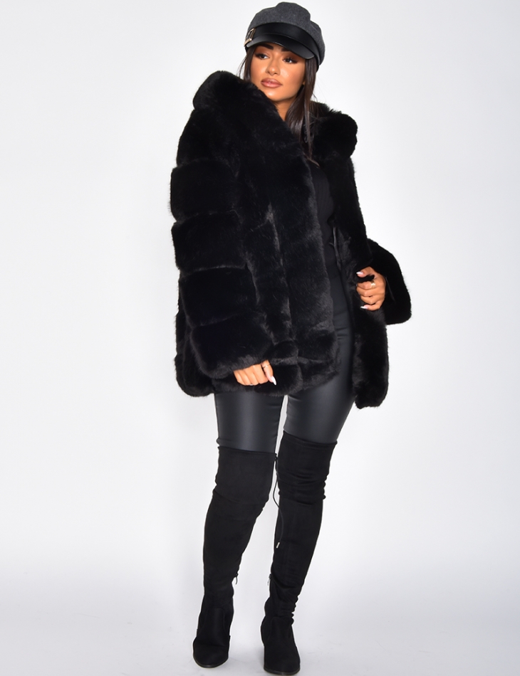 Faux Fur Jacket with Hood