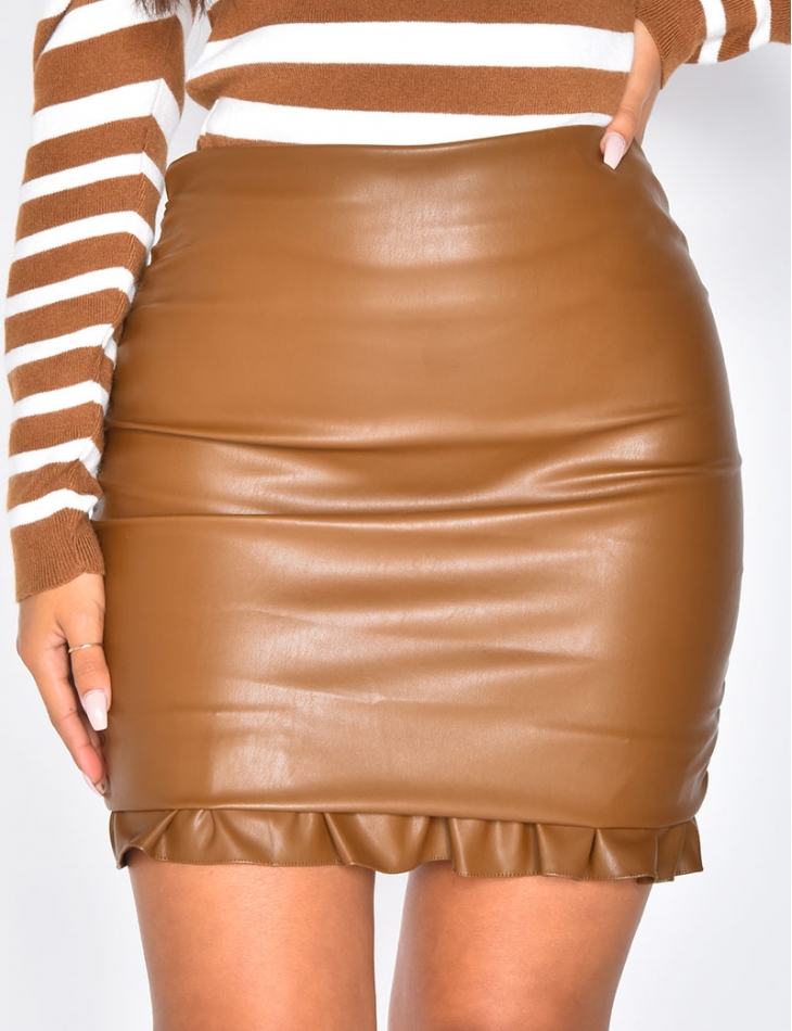 Faux Leather Drape Skirt