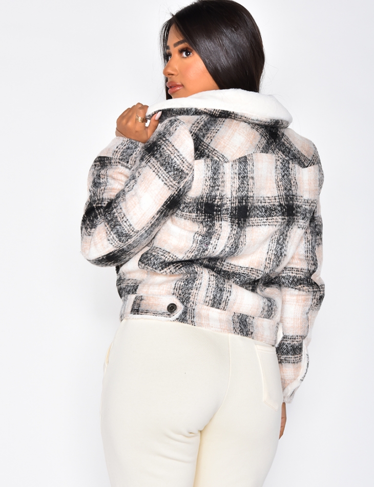 Checked Fur-Lined Jacket