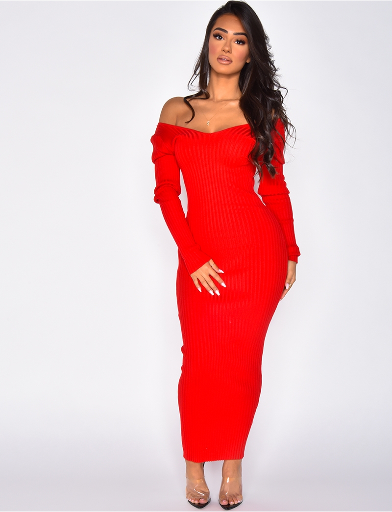 Long Ribbed Bodycon Dress - Jeans Industry