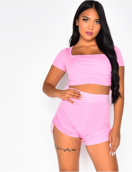 Ribbed Crop Top and Shorts Co-ord