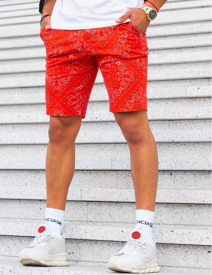 Chino Shorts with Bandana Pattern