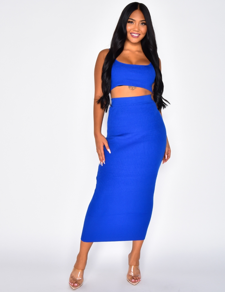 Ribbed Skirt and Crop Top Co-ord