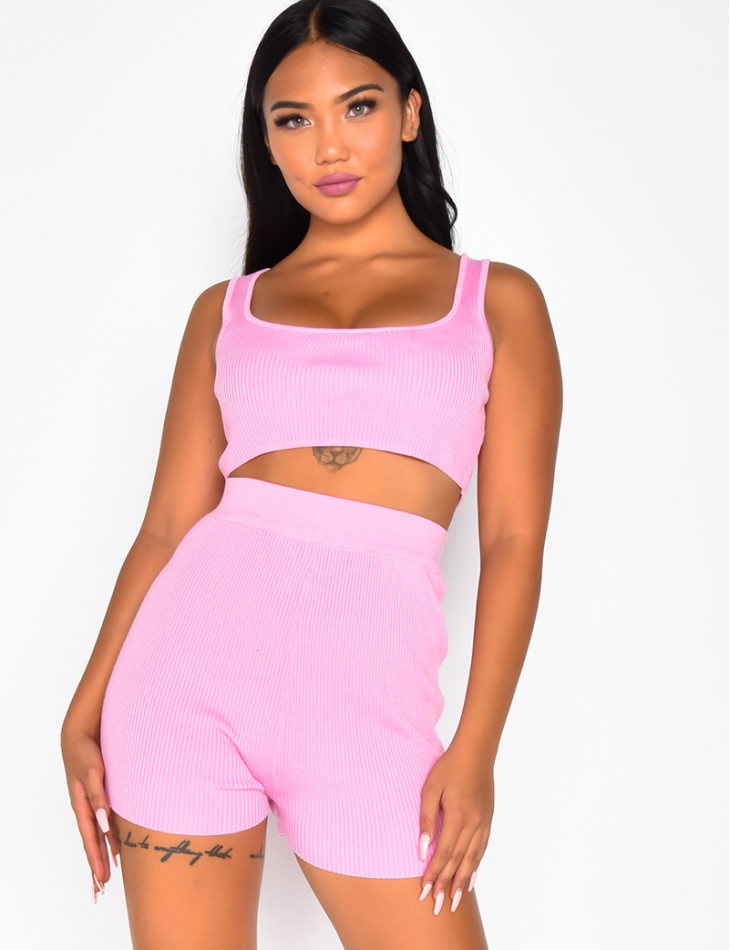 Ribbed Bralette and Cycling Shorts Co-ord
