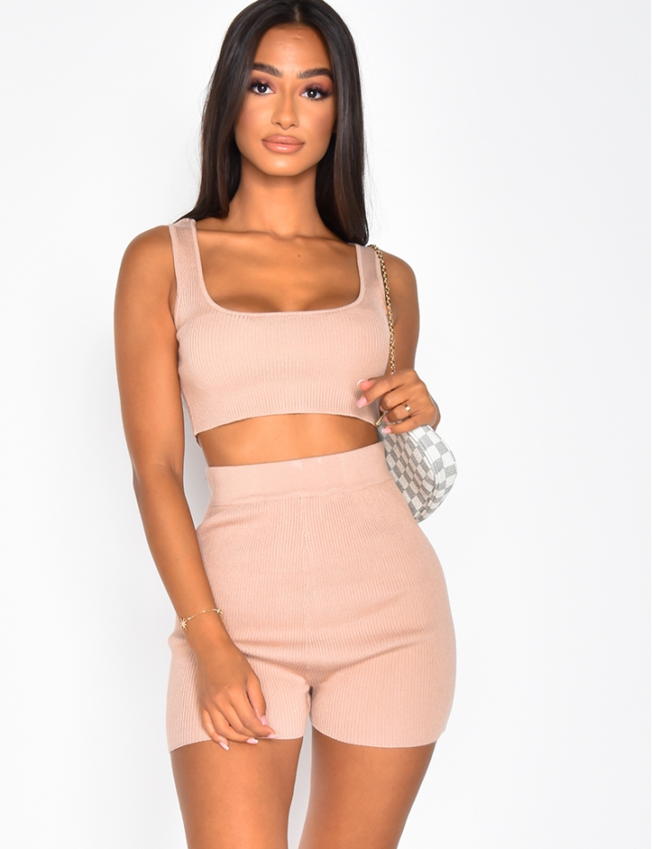 Ribbed Bralette and Cycling Shorts Co-ord