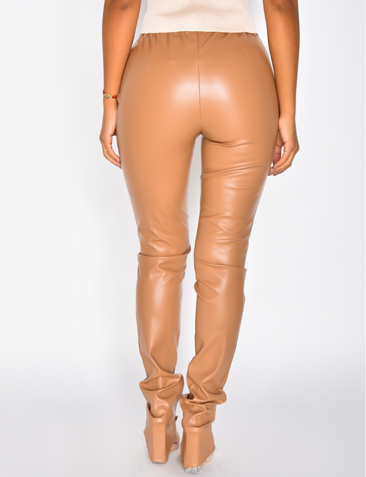 Faux Leather Leggings with Slits