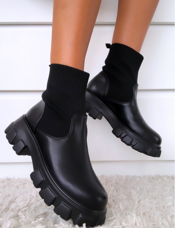 Bi Material Ankle Boots