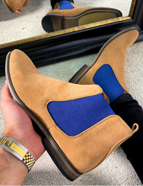 Suede Chelsea Boots with Elastic 