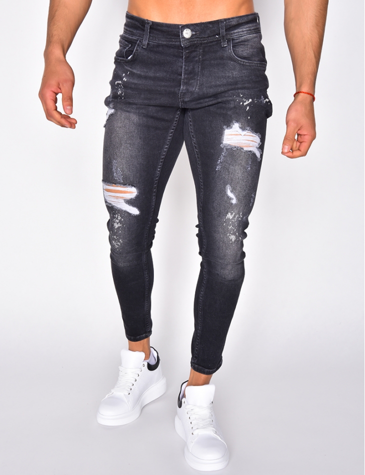 Ripped Jeans with Paint Flecks