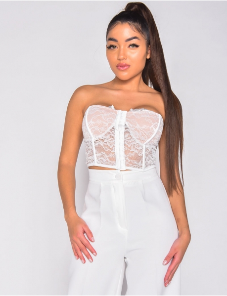 Corset-style lace crop top