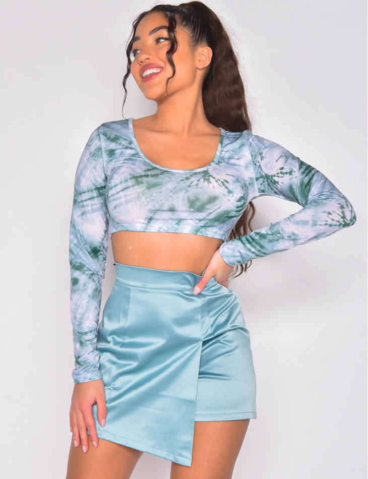 Crop-top  manches longues tie and dye