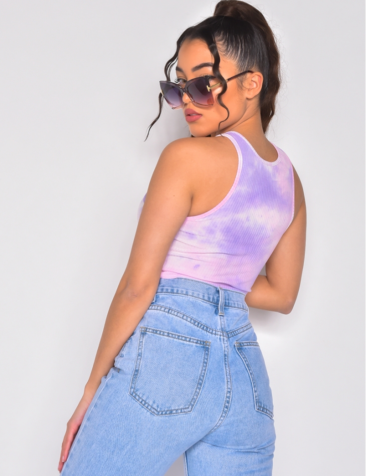 Crop-top sans manches tie and dye