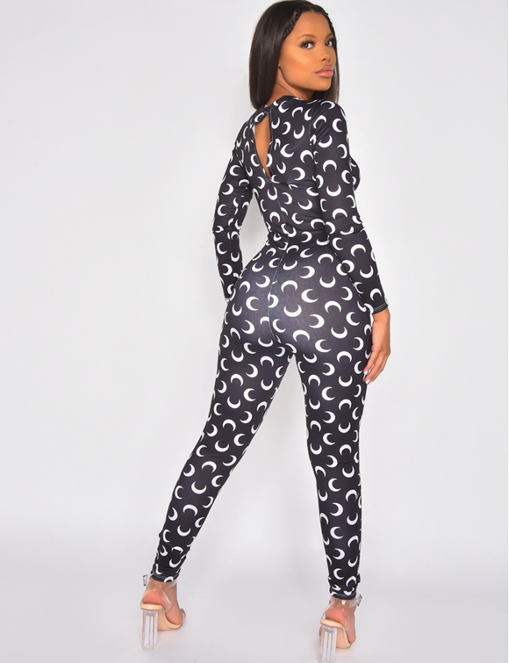 Bodycon Jumpsuit with moon pattern