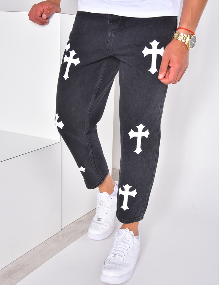 Jeans motif croix