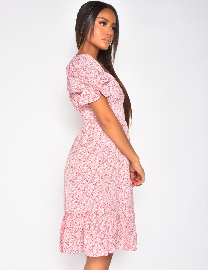 pink gingham bardot dress