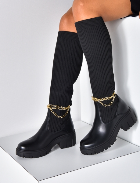 Sock boots with small removable chain