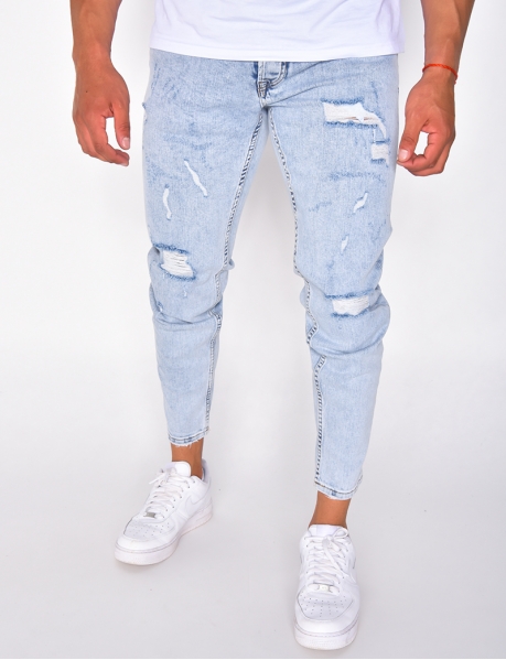 Jeans slim destroy délavé
