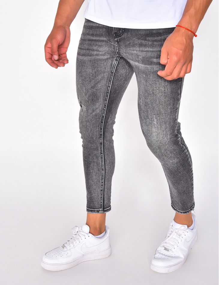 jeans skinny gris délavé 