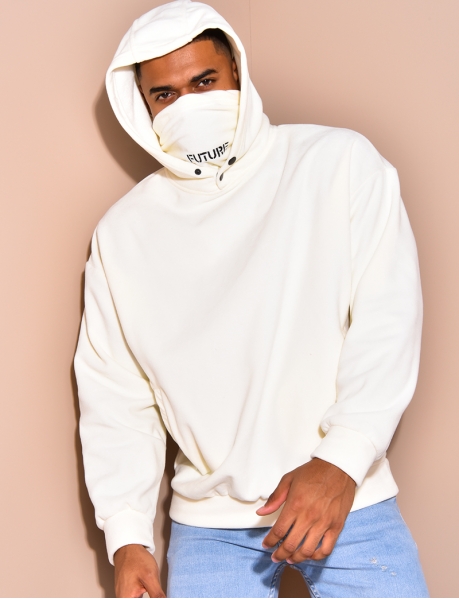 Fleece Hoodie with Neck Warmer and Snap Fasteners