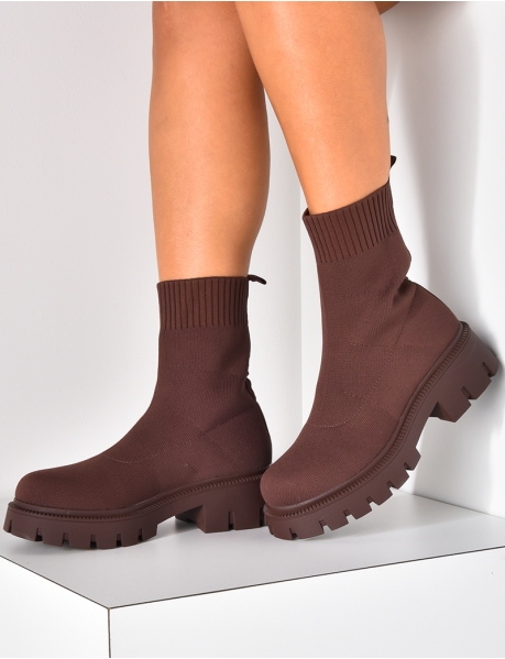 Sock boots with chunky sole