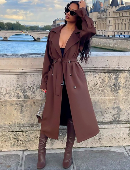 Loose Fit Chocolate Brown Trench Coat