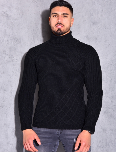 Embossed Polo Neck Jumper