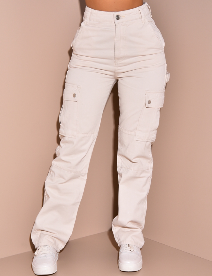 Jeans cargo coupe droite