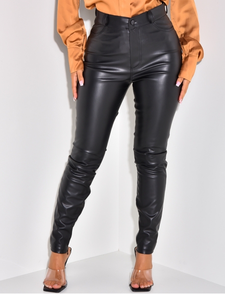 Faux Leather High Waisted Trousers