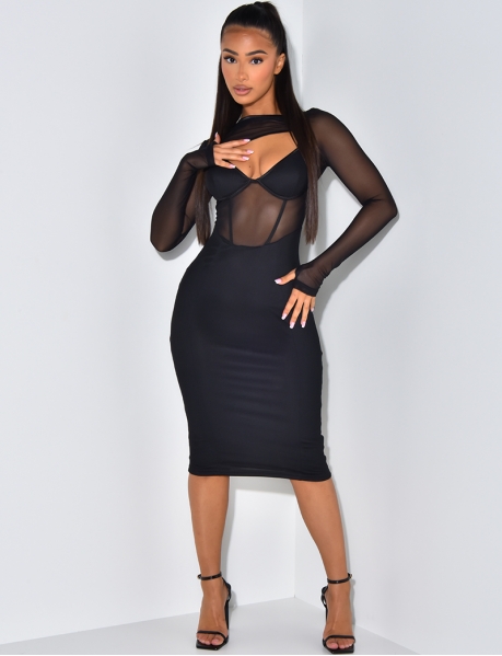 Mesh dress with bustier