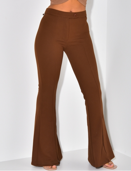 Tailored flared trousers with slit