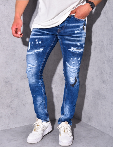 Jeans in Destroyed-Optik mit Flecken