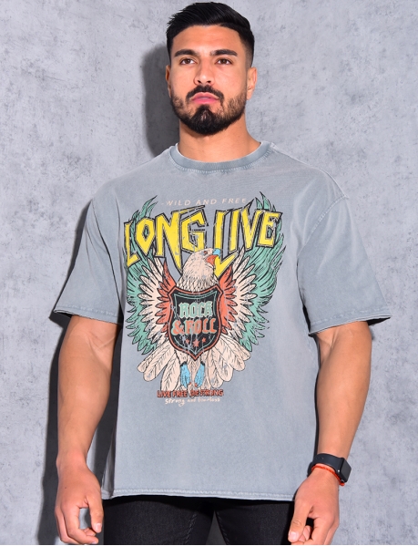"Long Life" t-shirt with eagle motif