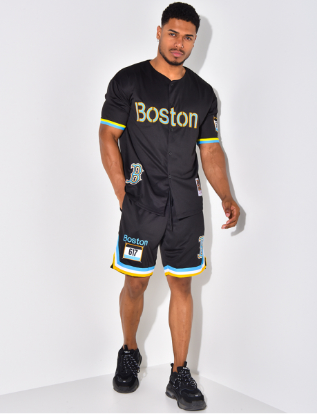 "Boston" Button-Down T-Shirt and Shorts Set