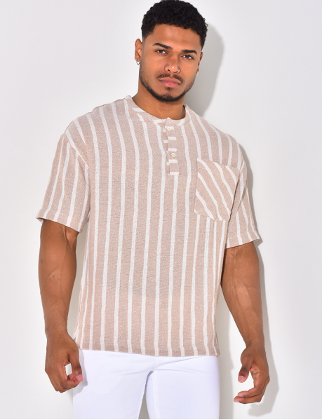 Striped T-shirt with Buttons