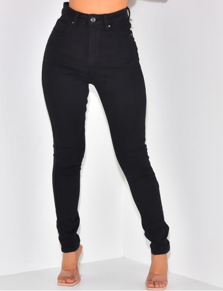 Ultra stretchy & skinny Jeans mit hoher Taille in Schwarz