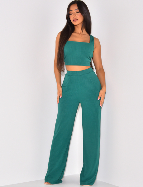 Crop Top and Fluid Trousers Set