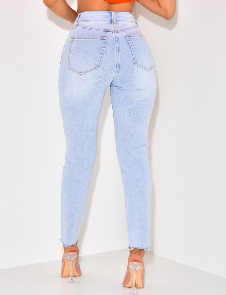 Jeans mom stretchy taille haute