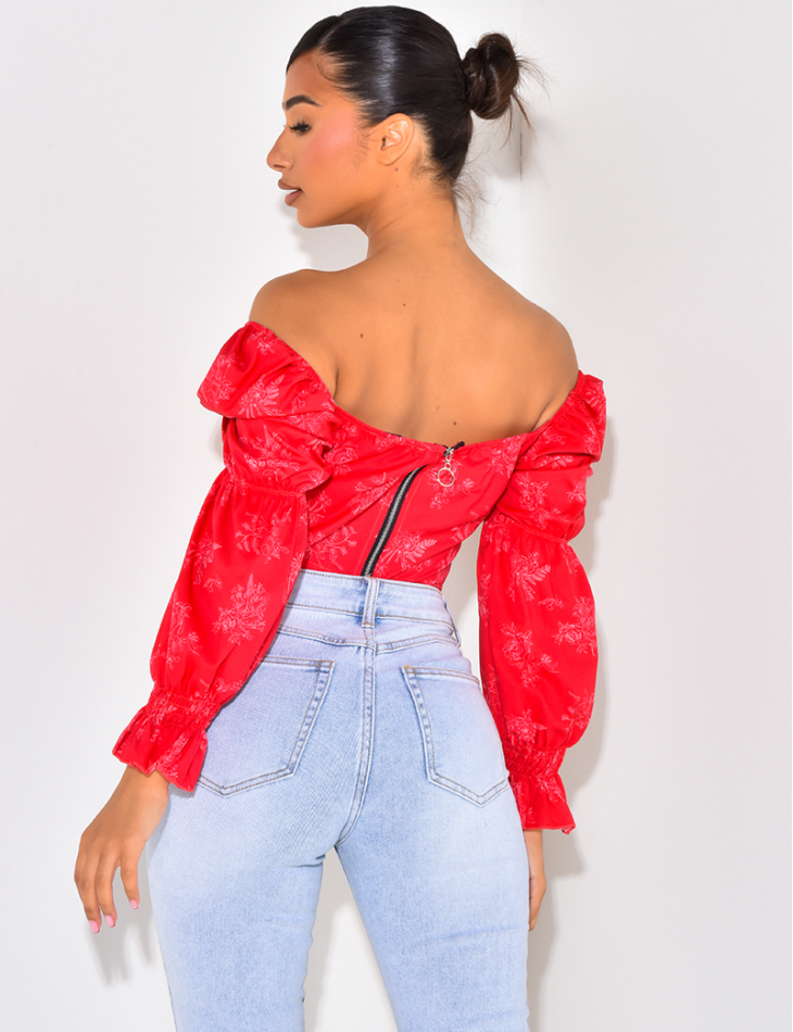 Crop-top manches bouffantes tie and dye