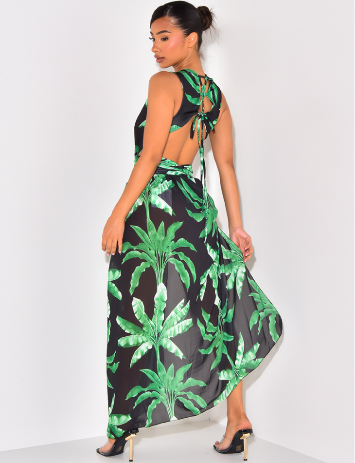 robe de rop top à manches longues robe de plage jupe élégante MAHUAOYIXI Lot de 2 maillots de bain imprimés léopard robe de plage 