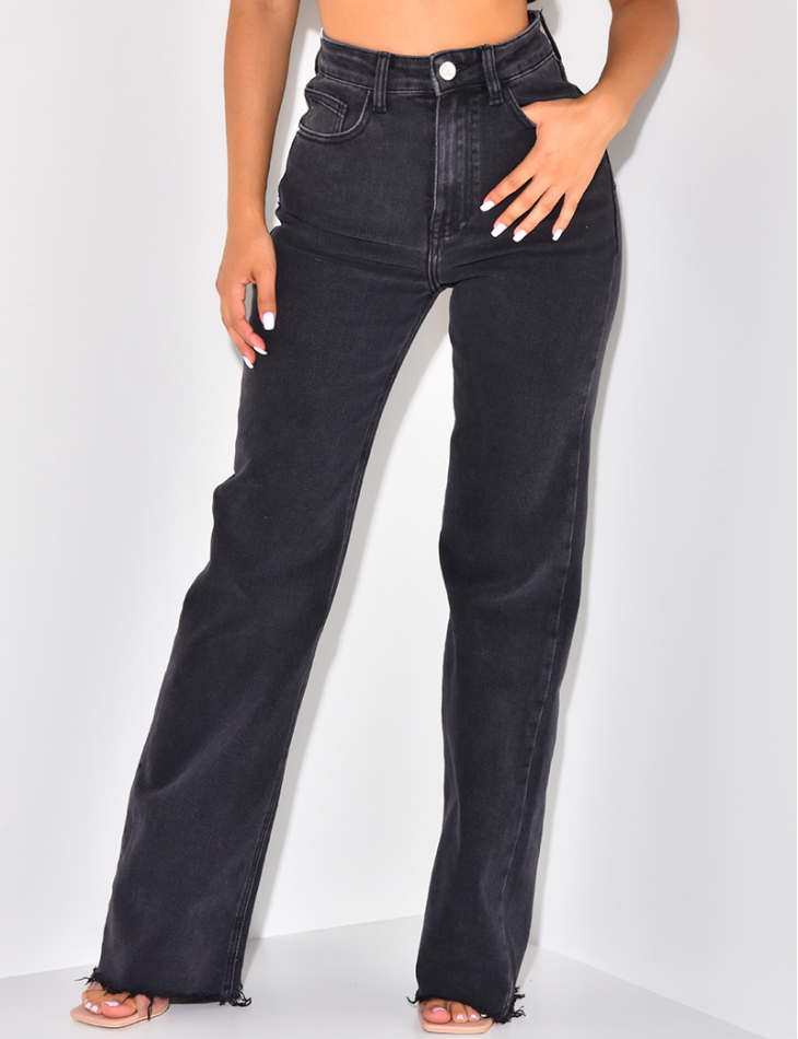 Jeans taille haute coupe droite ultra stretchy