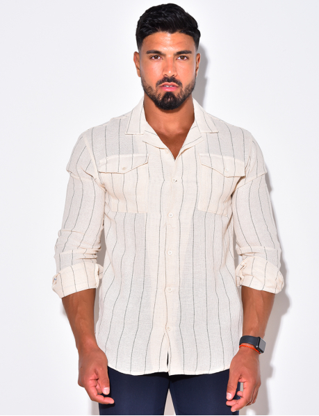 Striped Linen Long-Sleeved Shirt