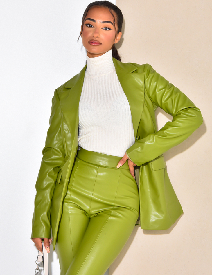 Ambiance Apparel Sleek Pu Leather Blazer – TheMogan