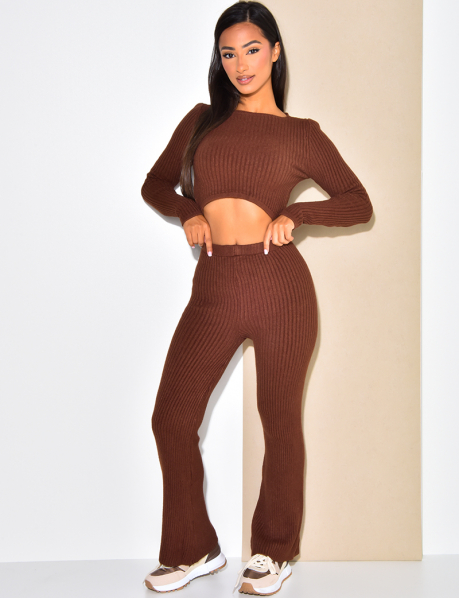 Ribbed Trousers and Round Neck Jumper Co-ord