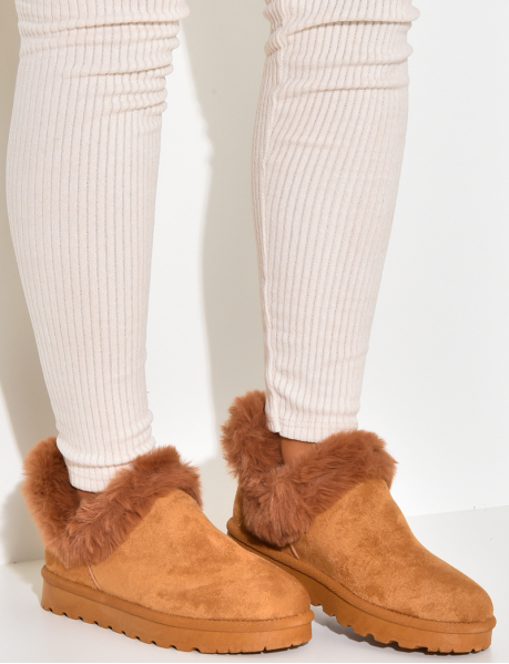 Suedette ankle boots with fur