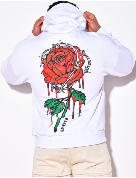 Kapuzen-Sweatshirt mit Rose