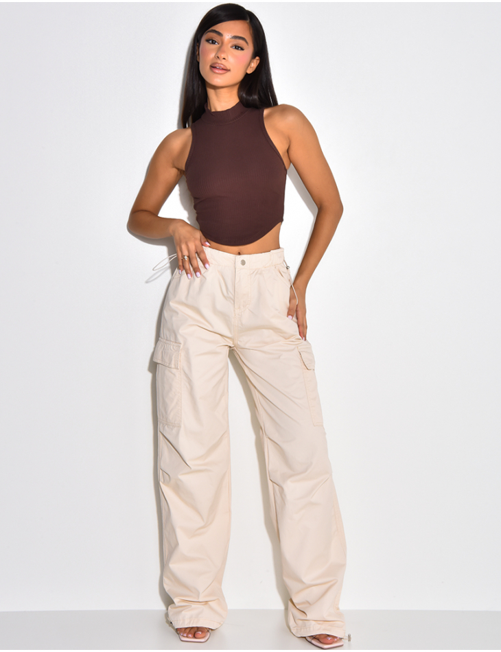 EVALESS Cargo Pants Women Casual Loose High Waisted Straight Leg Baggy  Pants Trousers with Pockets 6