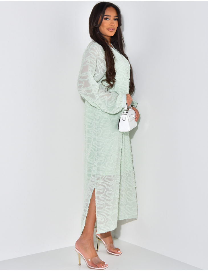 Robe abaya oversize à tissu duveteux